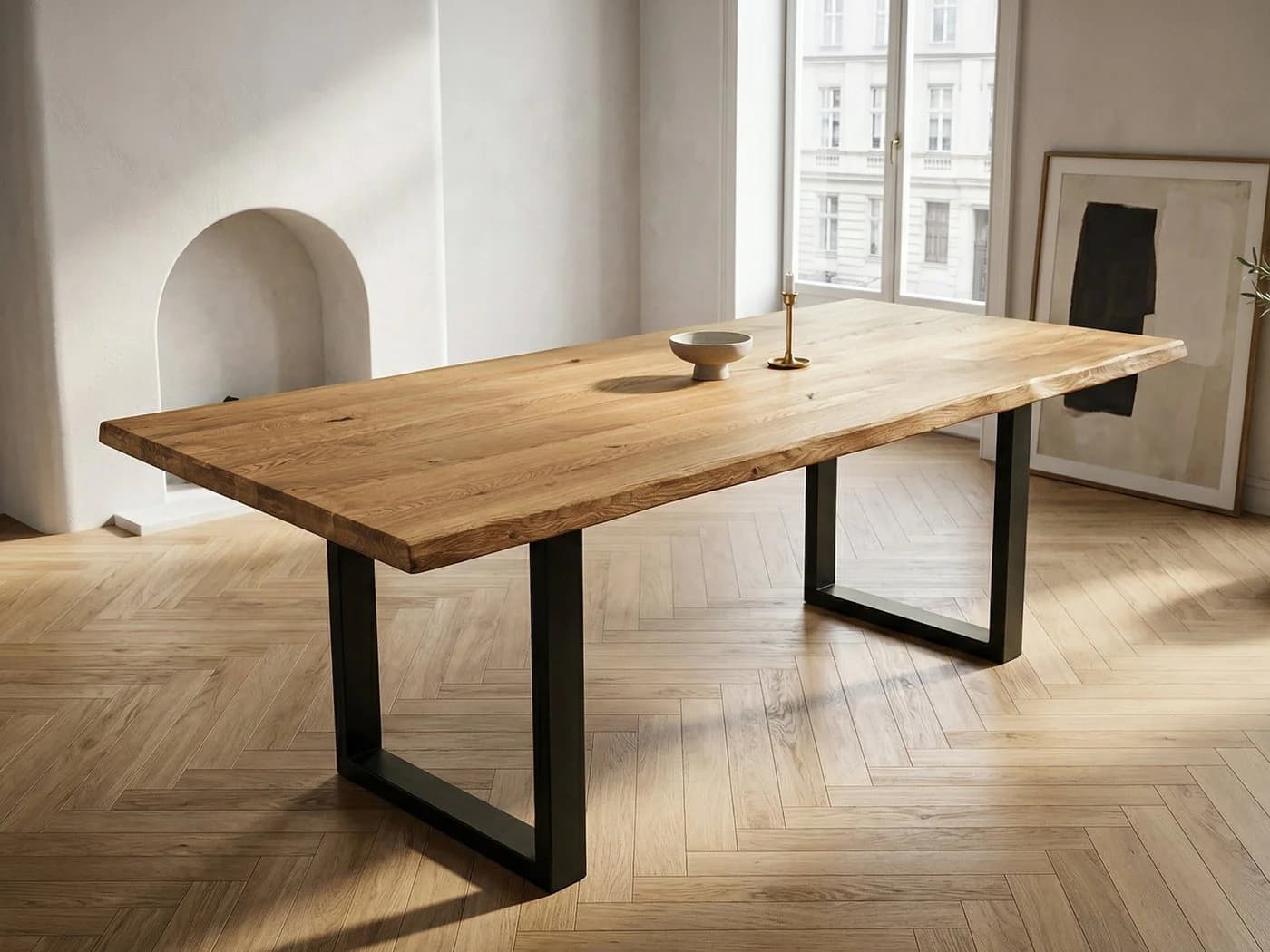 Massivart® Esstisch Wildeiche geölt Baumkante Industrial - Bild 2
