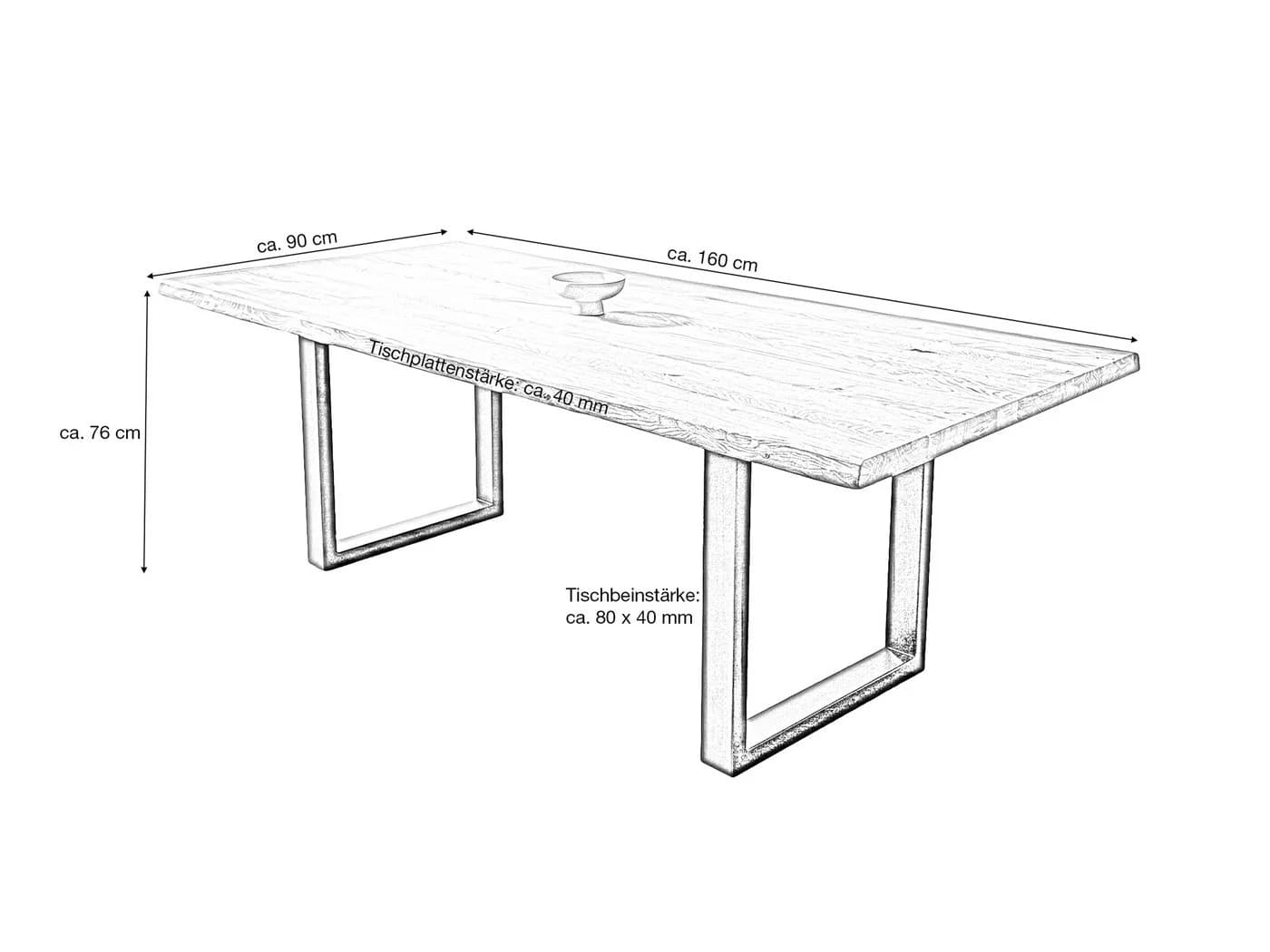 Massivart® Esstisch Wildeiche geölt Baumkante Industrial - Bild 3