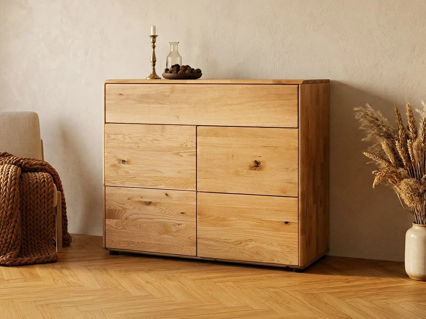 Massivart® Kommode SKOV Wildeiche massiv geölt mit Tip-On Funktion - Bild 2