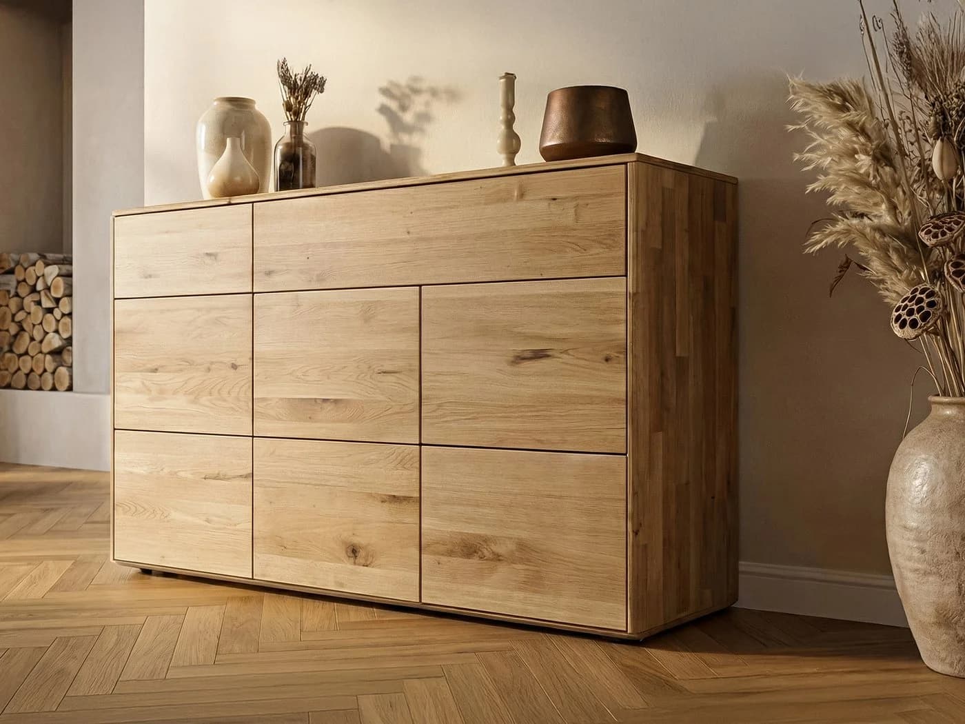 Massivart® Kommode SKOV Wildeiche geölt Massivholz 149 cm Breite - Bild 2