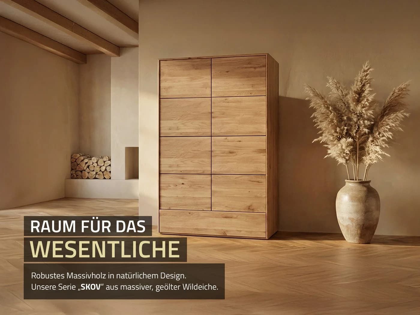 Massivart Highboard SKOV Wildeiche geölt mit Tip-On Funktion - Bild 3