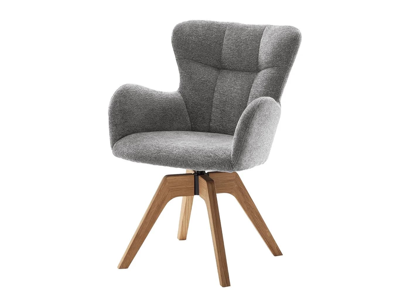Massivart Polsterstuhl TANURA grau Bouclé Wildeiche massiv drehbar