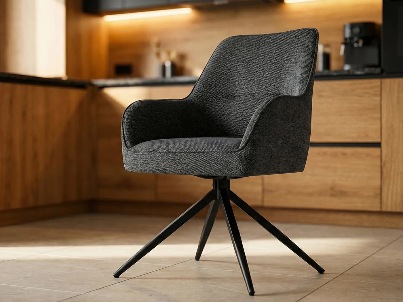 Massivart® Polsterstuhl JETTE drehbar 360° anthrazit Metallgestell - Bild 2