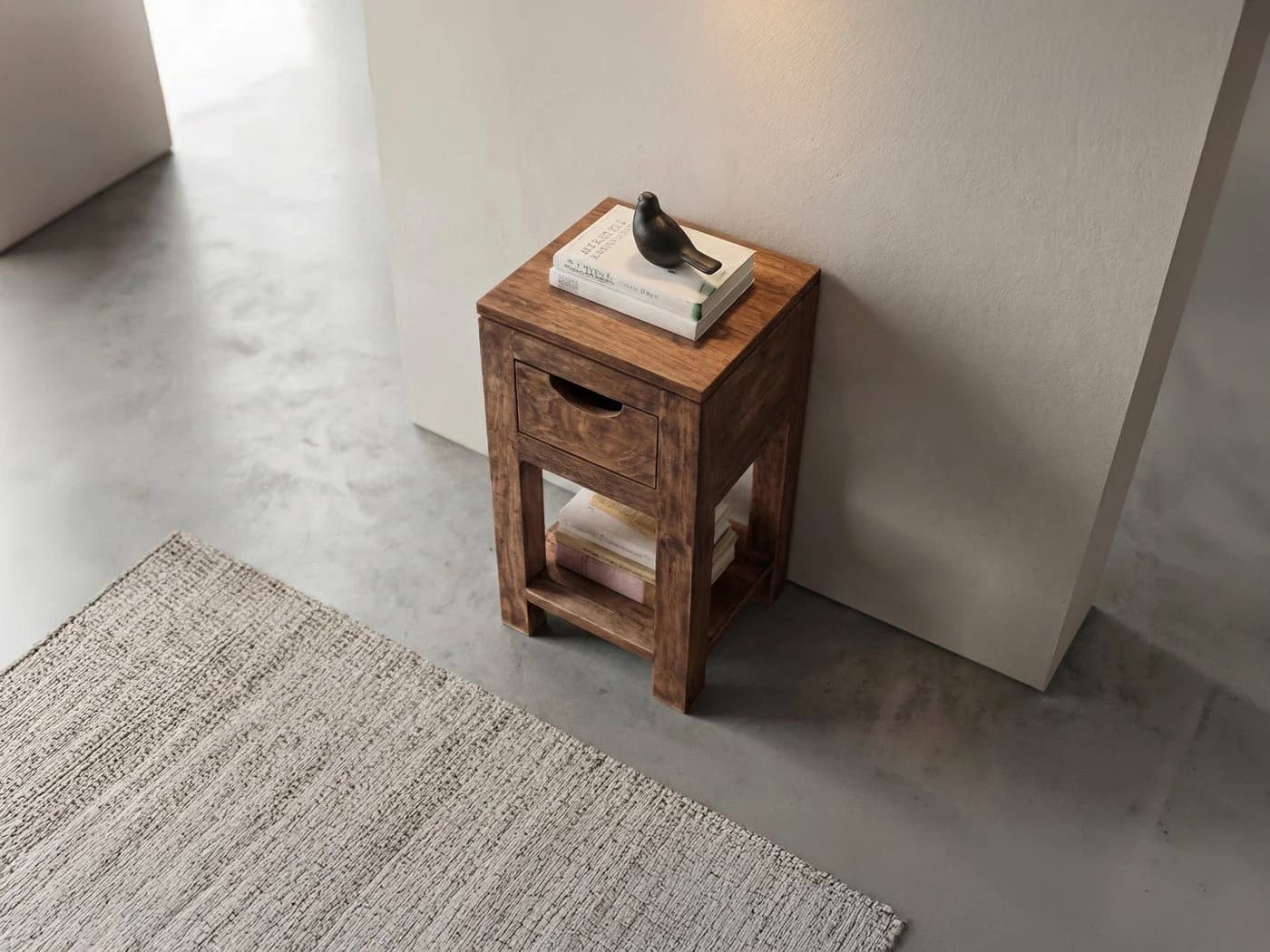 Massivart® Beistelltisch Mangoholz gebeizt MANGALA mit Schublade - Bild 5