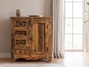 Massivart Sideboard Akazie massiv lackiert rustikal mit 1 Tür 4 Schubladen Bild 2