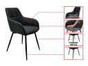 Massivart Polsterstuhl AIDEN Anthrazit 360° drehbar mit Armlehnen Bild 3