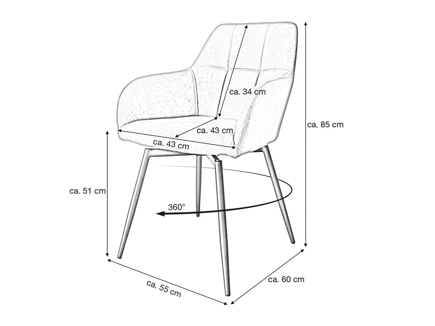 Massivart Polsterstuhl AIDEN Anthrazit 360° drehbar mit Armlehnen - Bild 4