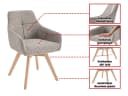 Massivart® Polsterstuhl LIPARI 360° drehbar mit Armlehnen Webstoff Beige Bild 3