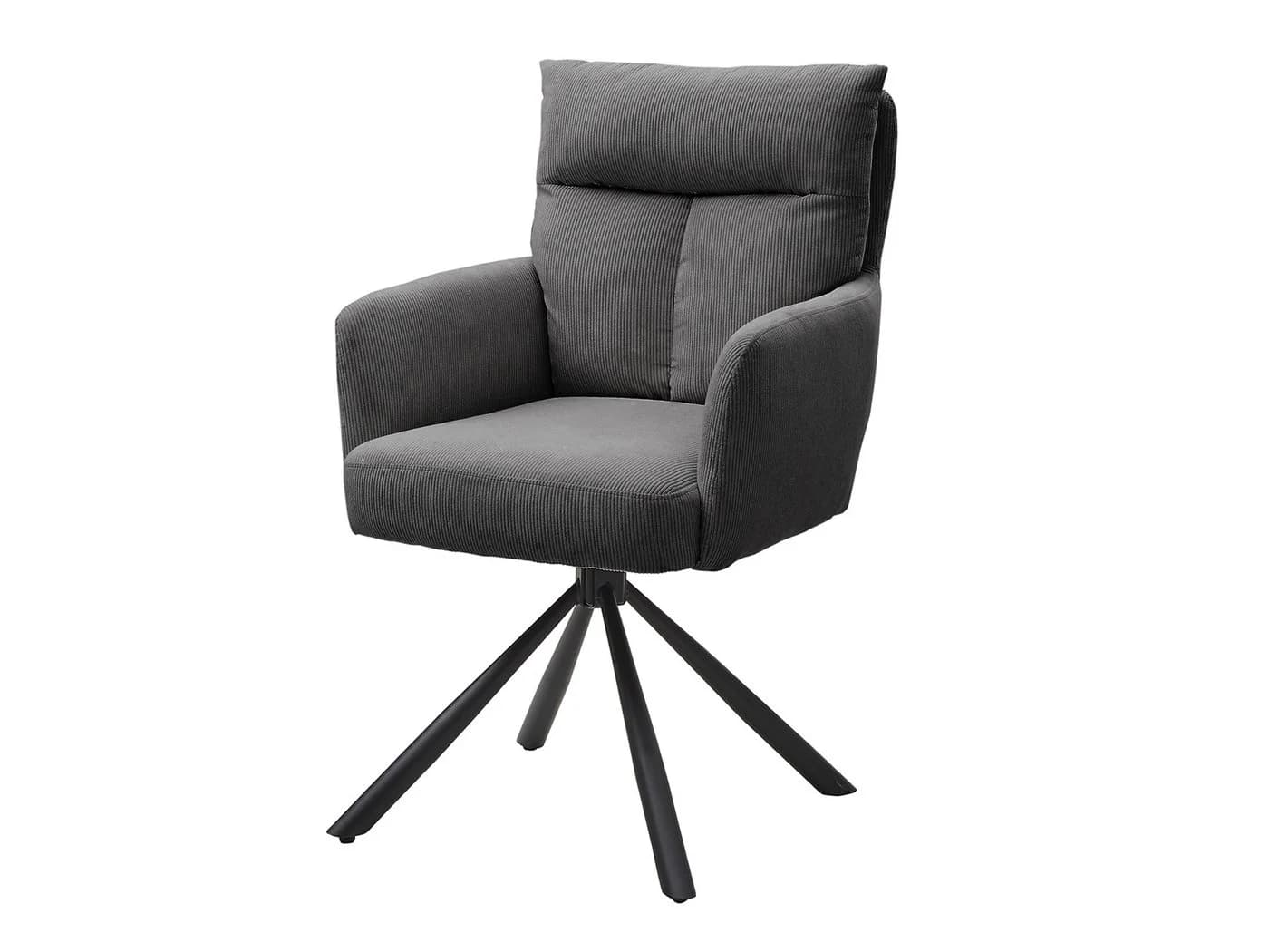 Massivart® Esszimmerstuhl SOFIA drehbar mit Armlehne Cord grau