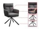 Massivart® Esszimmerstuhl SOFIA drehbar mit Armlehne Cord grau Bild 3