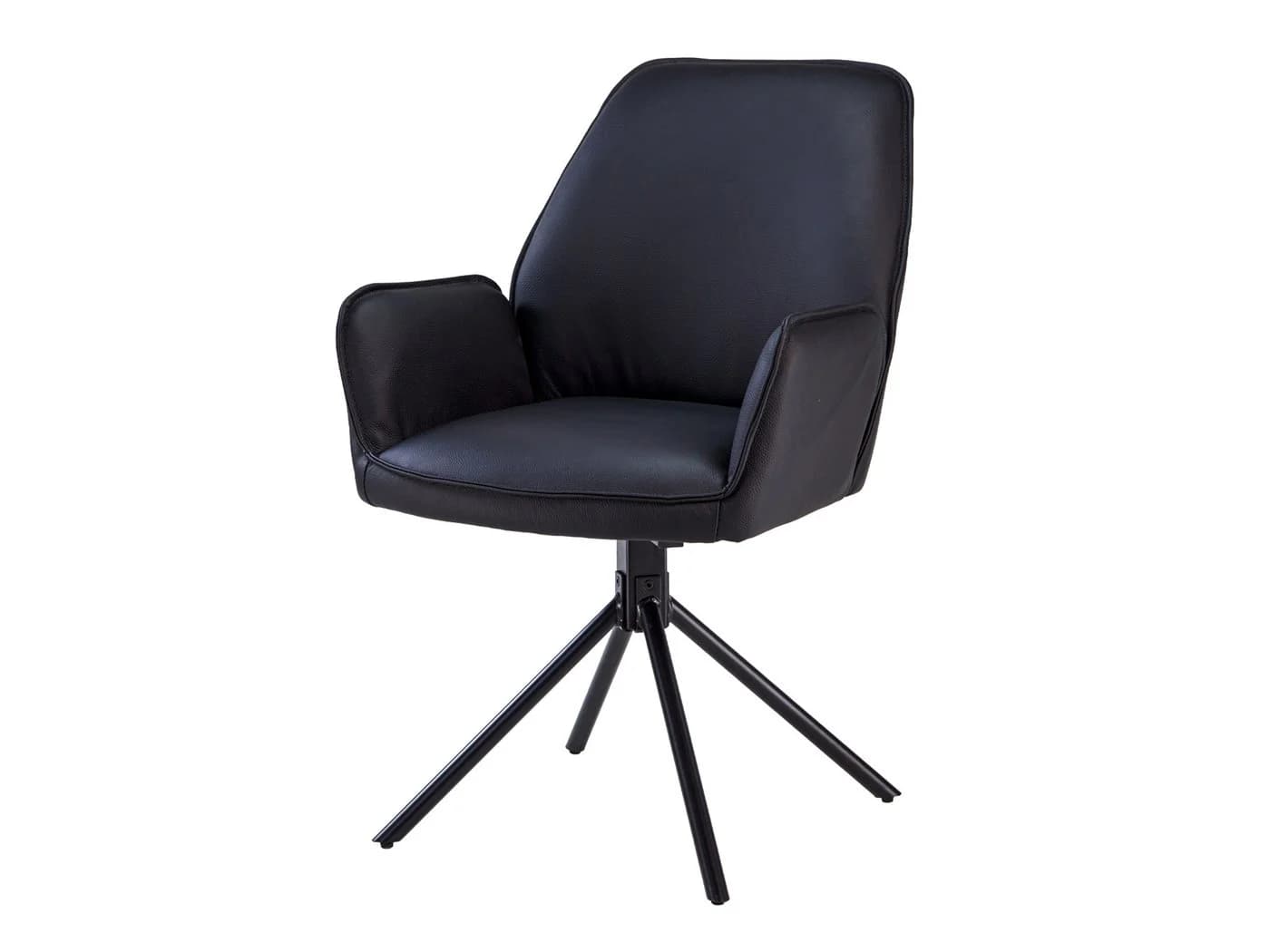 Massivart® Polsterstuhl COVELO Echtleder Schwarz Drehbar 180°