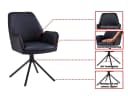 Massivart® Polsterstuhl COVELO Echtleder Schwarz Drehbar 180° Bild 3