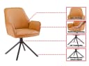 Massivart® Polsterstuhl COVELO Echtleder braun drehbar 180° Metallgestell Bild 3