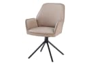 Massivart® Polsterstuhl COVELO Echtleder drehbar beige Metallgestell Bild 1