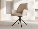 Massivart® Polsterstuhl COVELO Echtleder drehbar beige Metallgestell Bild 2