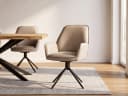 Massivart® Polsterstuhl COVELO Echtleder drehbar beige Metallgestell Bild 4