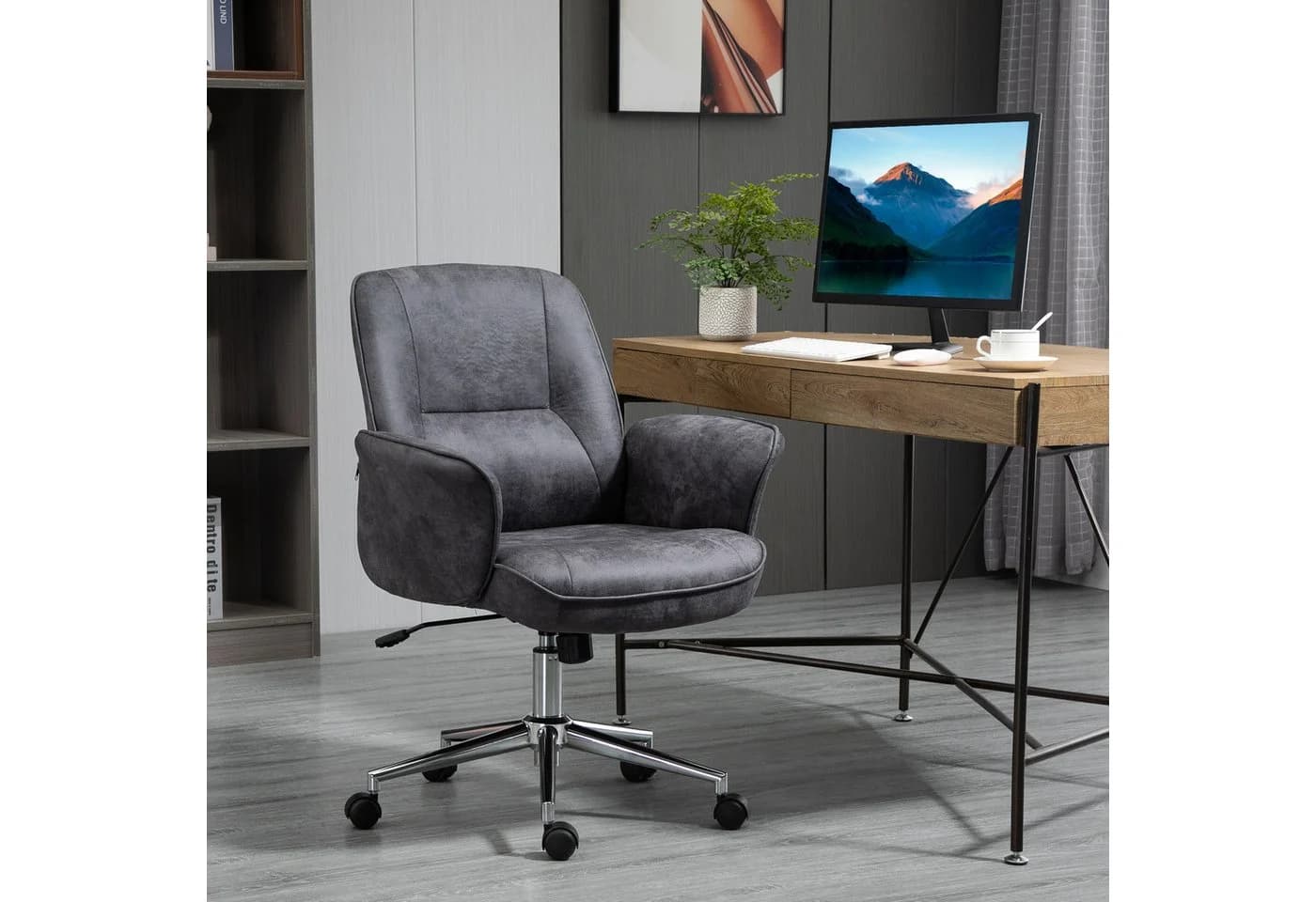 Vinsetto Bürostuhl höhenverstellbar mit Wippenfunktion Dunkelgrau - Bild 2
