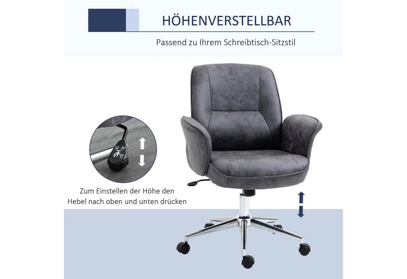 Vinsetto Bürostuhl höhenverstellbar mit Wippenfunktion Dunkelgrau - Bild 4