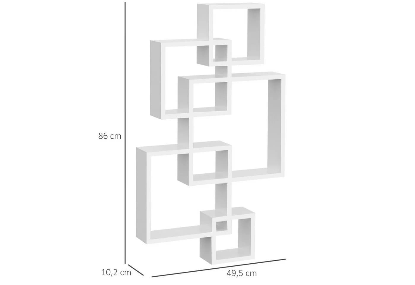 HOMCOM Wandregal Schweberegal 5 Würfel Weiß Massivholz - Bild 3