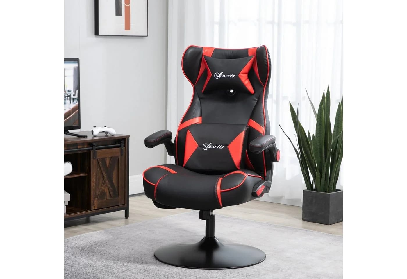 Vinsetto Gaming Stuhl höhenverstellbar mit Bluetooth Lautsprechern Rot Schwarz - Bild 2