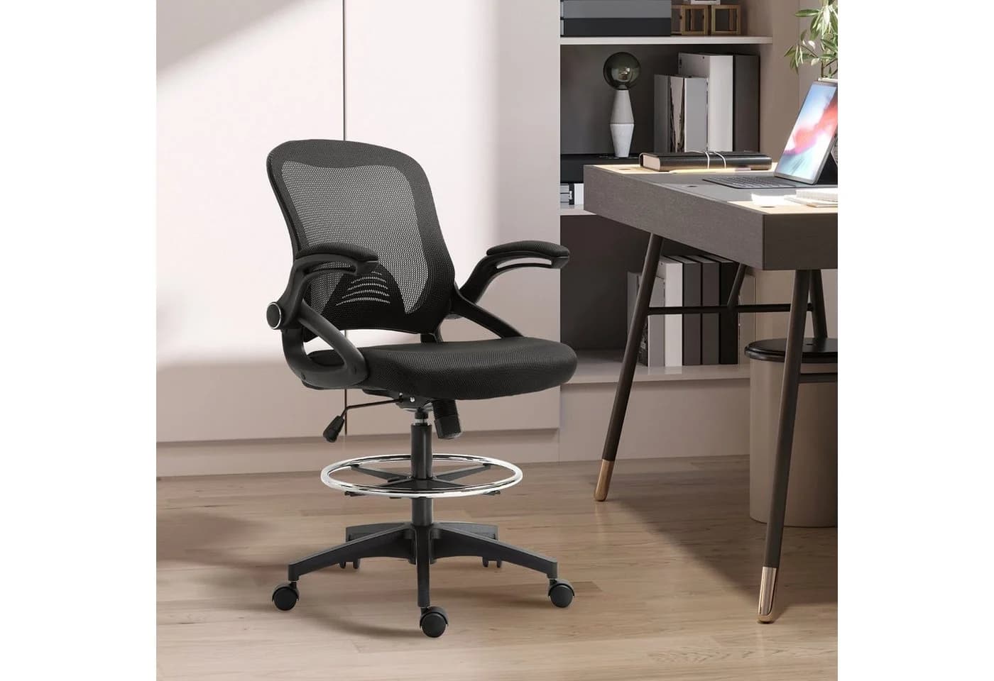 Vinsetto Ergonomischer Mesh Schreibtischstuhl Schwarz Höhenverstellbar - Bild 2