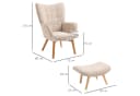 HOMCOM Relaxsessel Loungesessel mit Hocker Beige Cord-Optik Bild 3