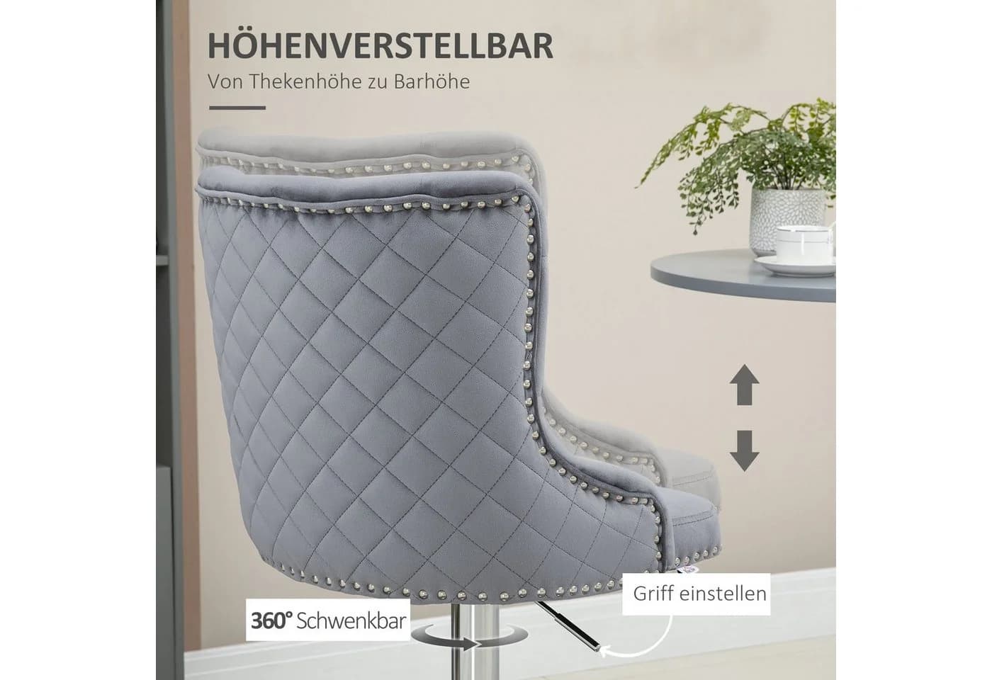 HOMCOM Barhocker-Set Polyester Stahl Schaumstoff - Bild 5
