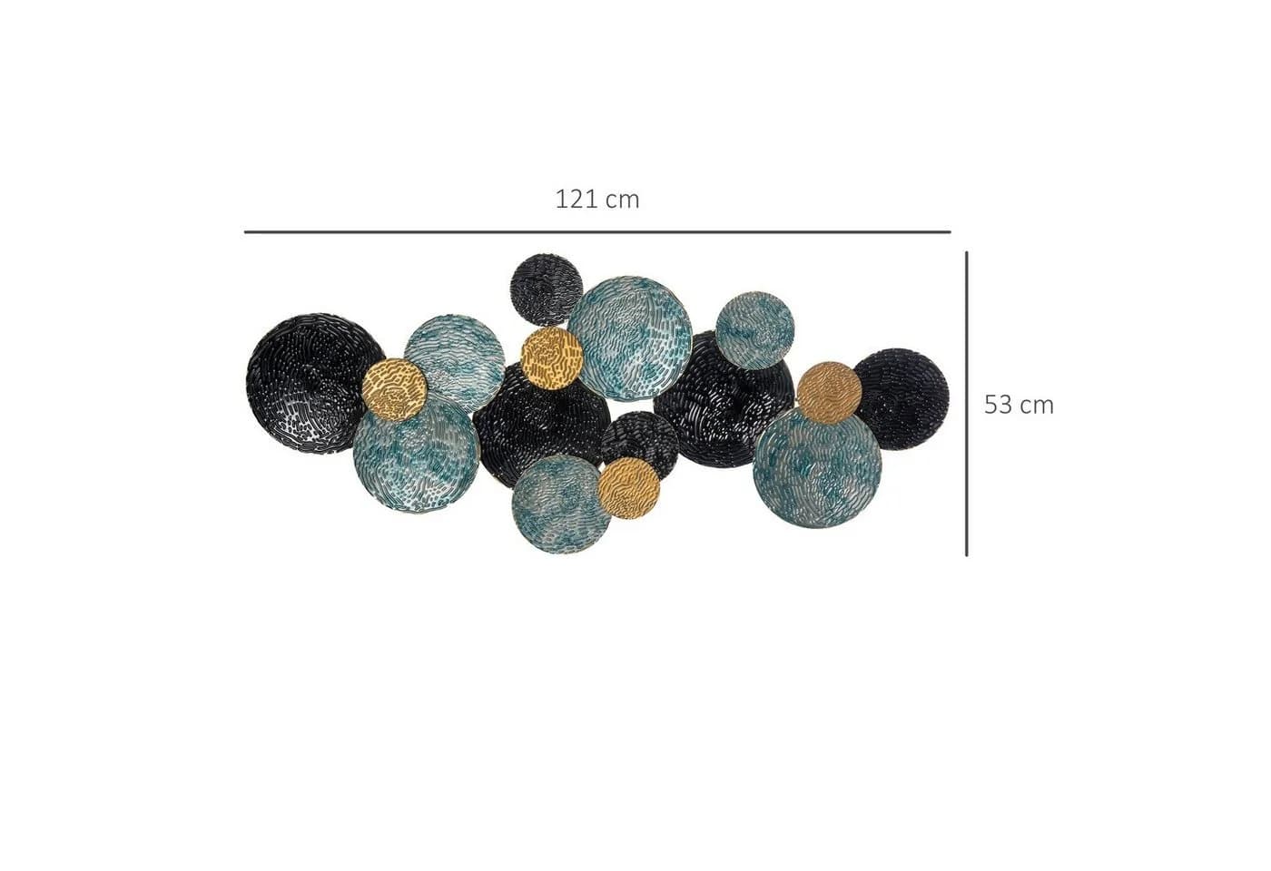 HOMCOM Wandbild 3D Metall Wandskulptur Modern Blau Gold Schwarz - Bild 3