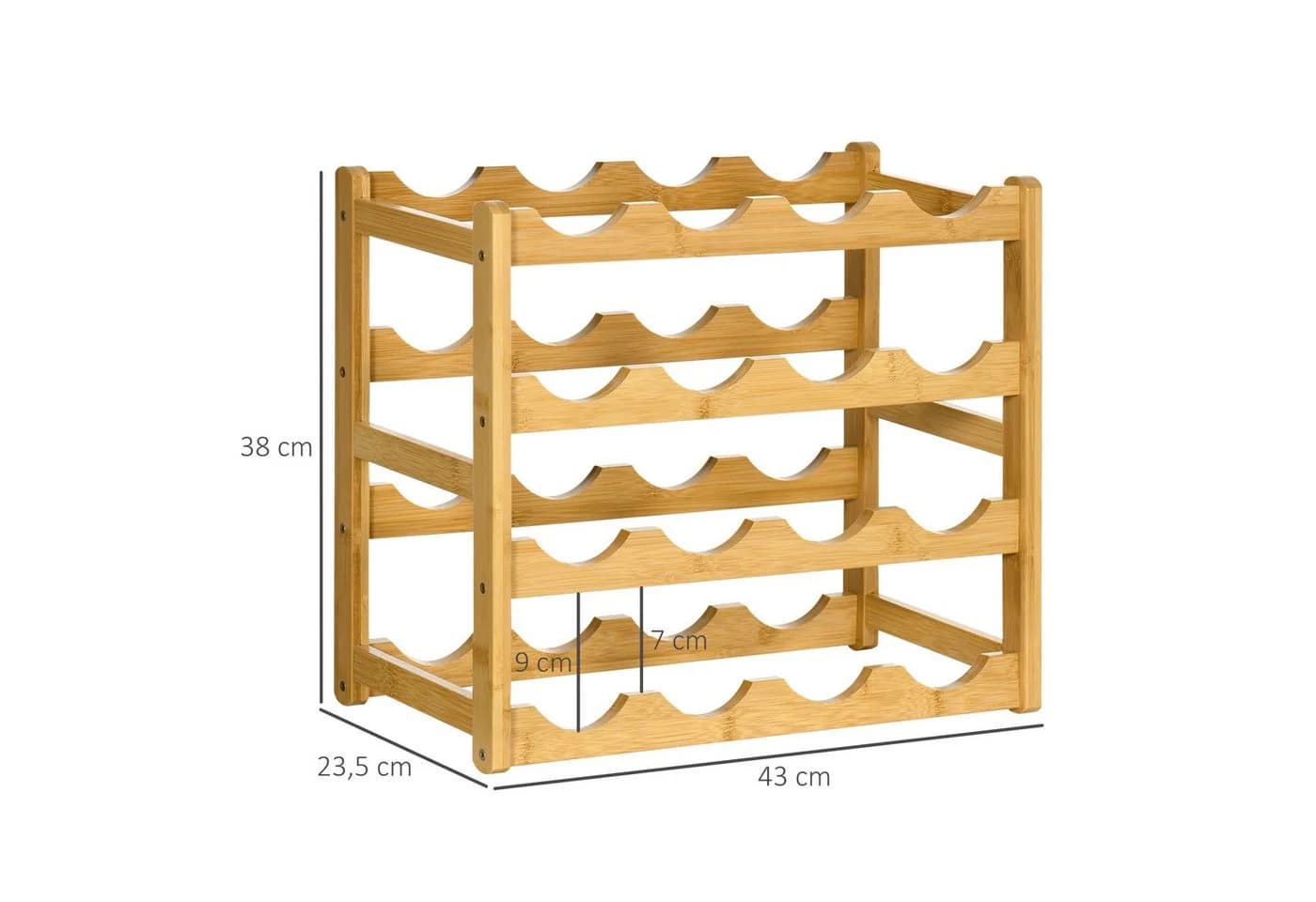 HOMCOM Weinregal Flaschenregal Weinhalter für 16 Flaschen Naturholz - Bild 3