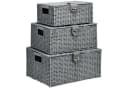 HOMCOM Aufbewahrungskorb 3er-Set Grau PP Metall mit Deckel Bild 1