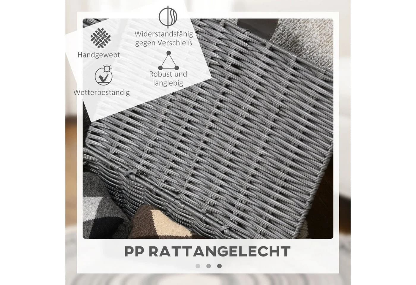 HOMCOM Aufbewahrungskorb 3er-Set Grau PP Metall mit Deckel - Bild 4