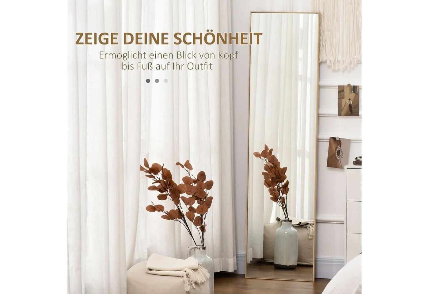 HOMCOM Standspiegel Freistehend Natur Silber Ganzkörperspiegel - Bild 4