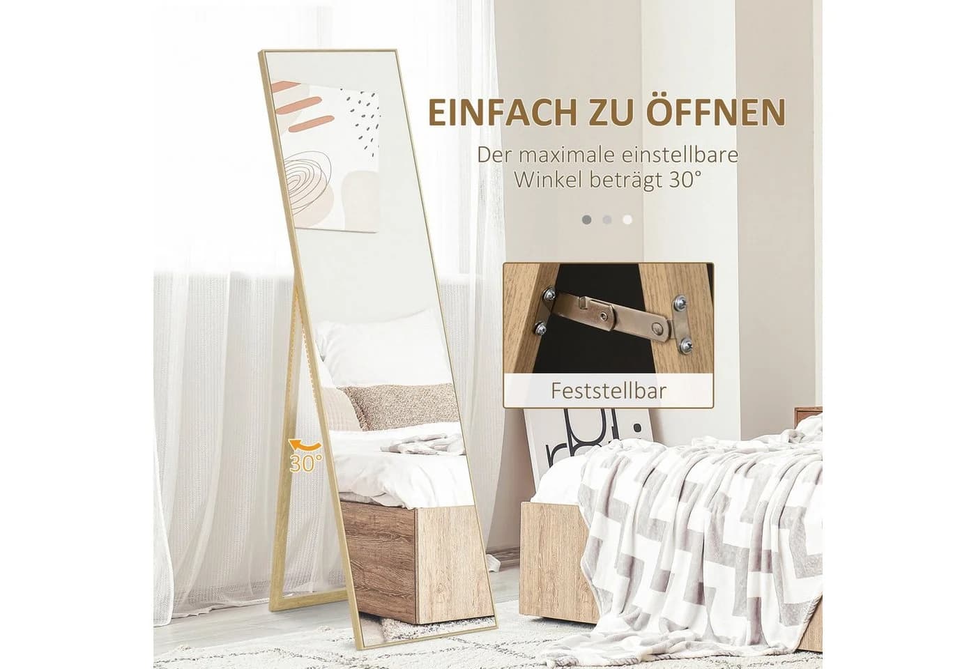 HOMCOM Standspiegel Freistehend Natur Silber Ganzkörperspiegel - Bild 5