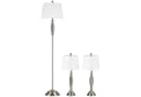 HOMCOM 3-teiliges Stehlampen-Set Silber/Weiß Modern Bild 1