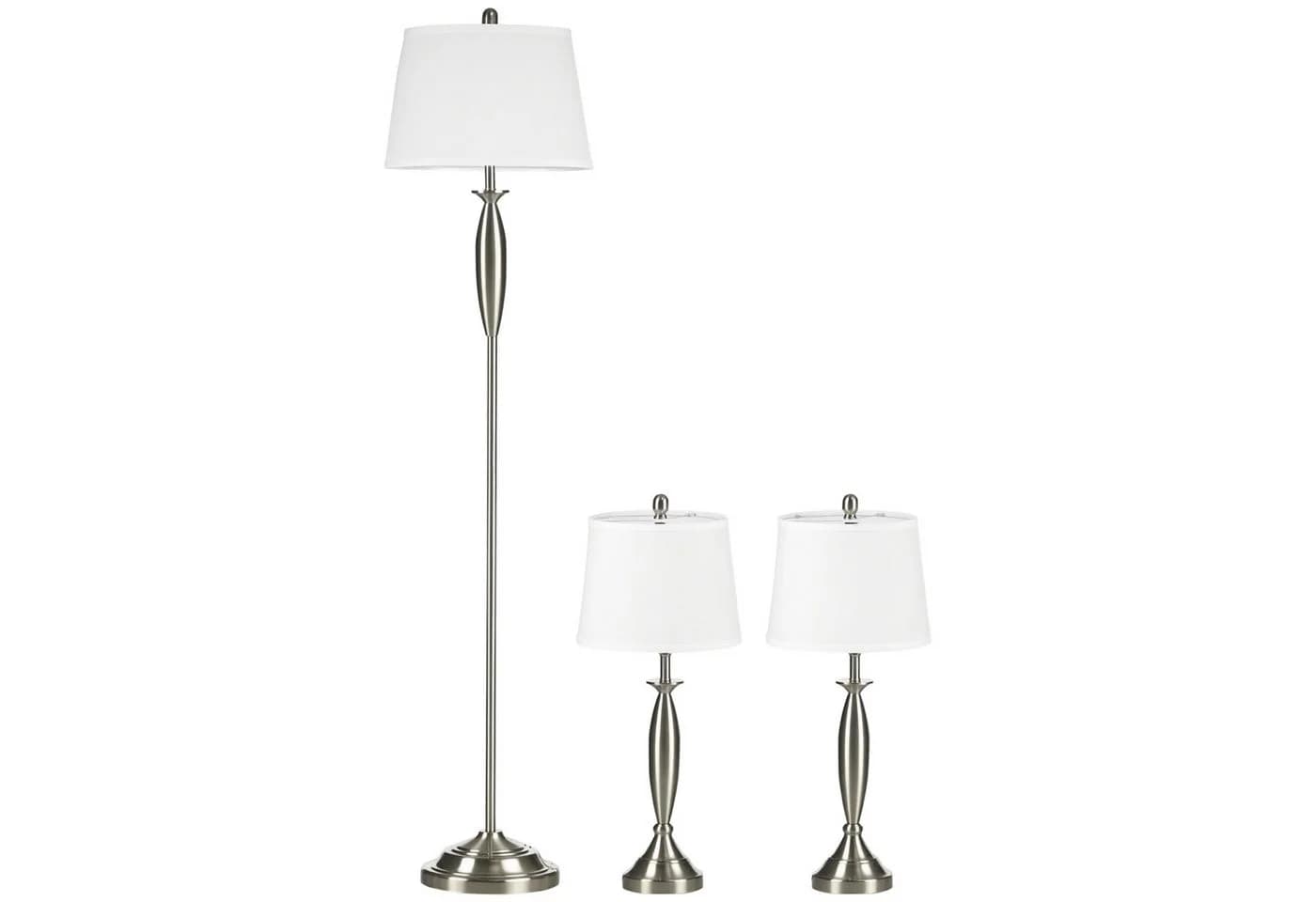 HOMCOM 3-teiliges Stehlampen-Set Silber/Weiß Modern