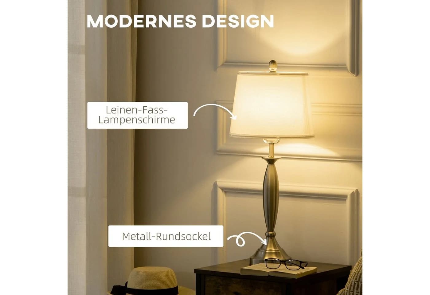 HOMCOM 3-teiliges Stehlampen-Set Silber/Weiß Modern - Bild 5