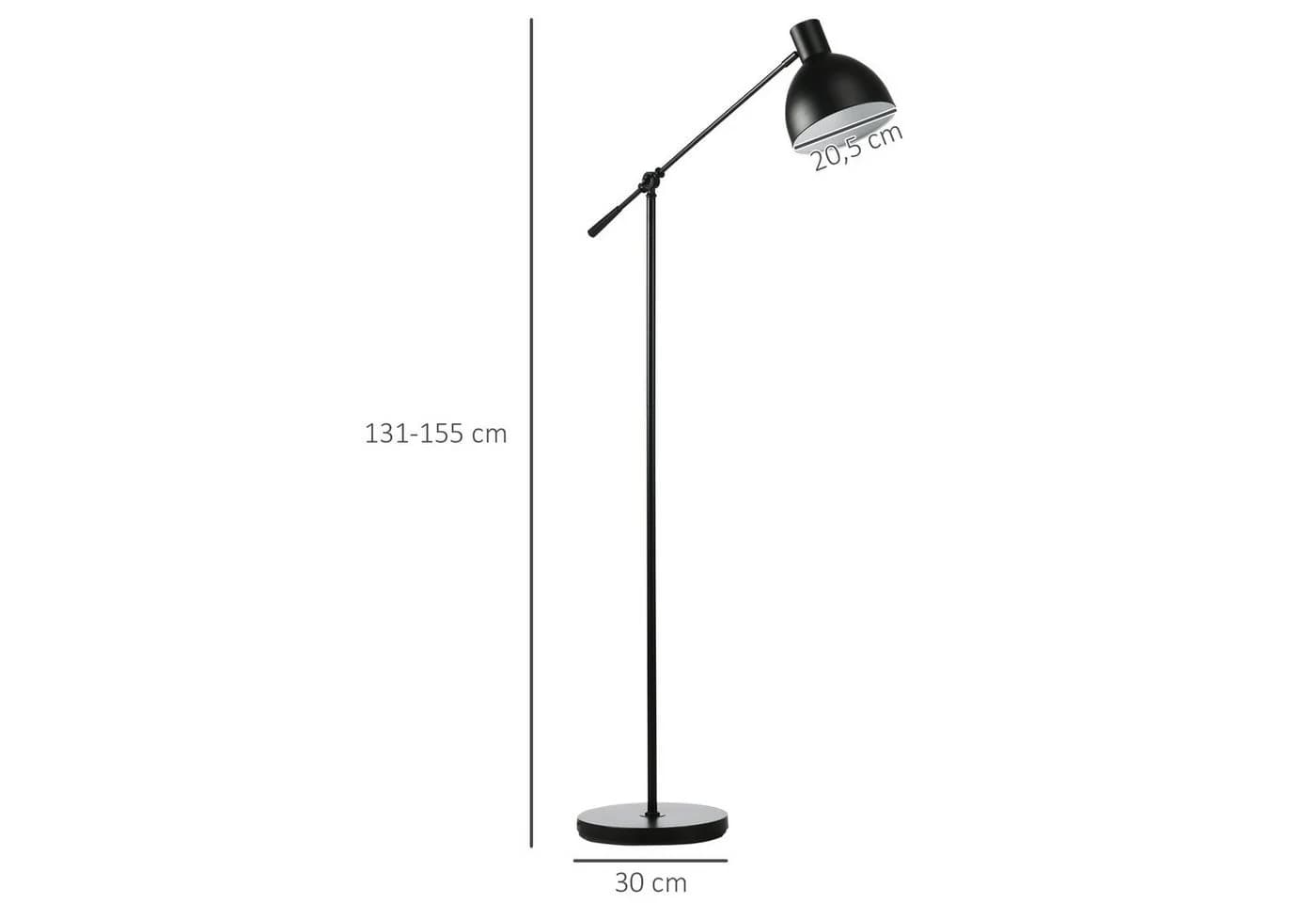 HOMCOM Stehlampe Schwarz Höhenverstellbar Industrie-Look - Bild 3