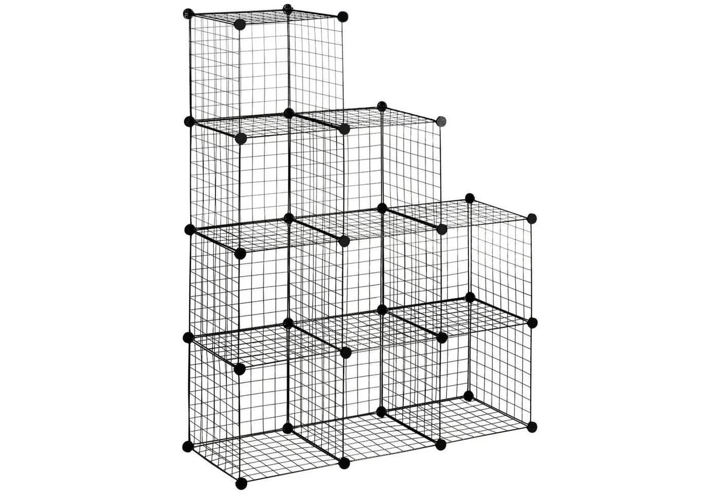 HOMCOM Steckregal 6-tlg. Schwarz Metalldraht Würfelregal