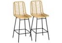 HOMCOM Barhocker Rattan 2er Set Gelb Schwarz Boho-Stil Bild 2