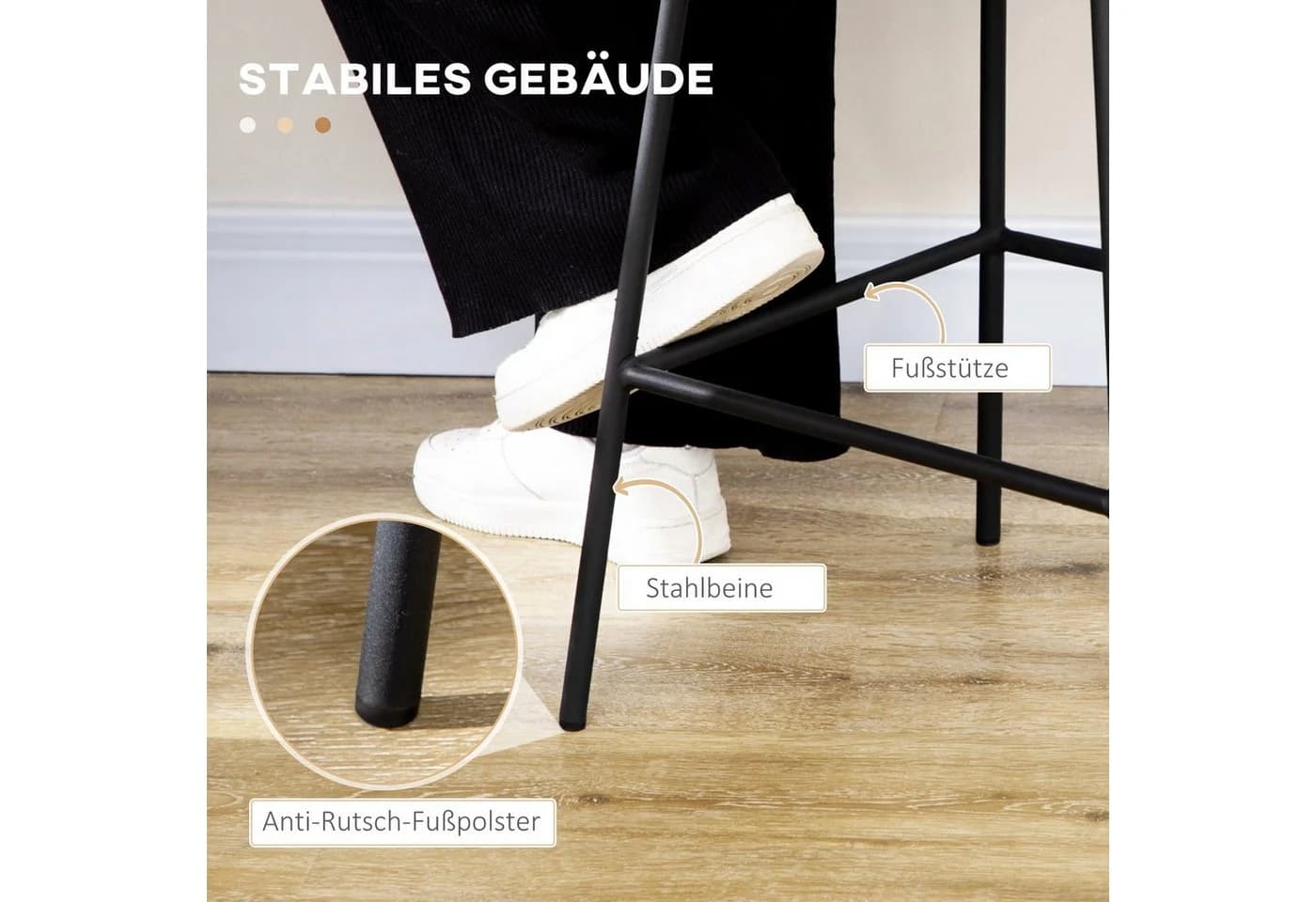 HOMCOM Barhocker Rattan 2er Set Gelb Schwarz Boho-Stil - Bild 5