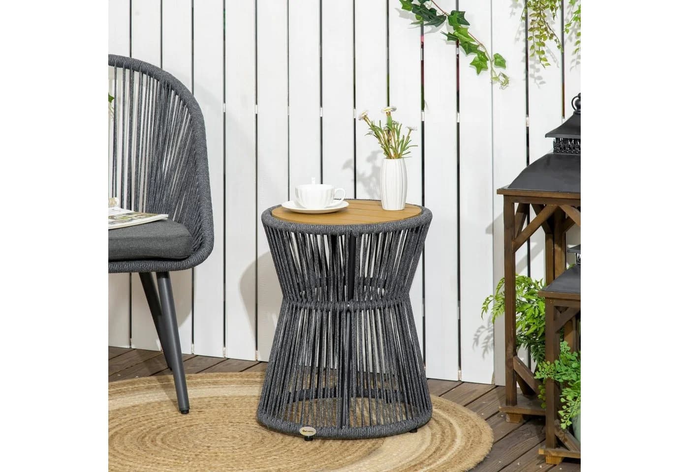 Outsunny Beistelltisch Gartentisch mit verstellbaren Füßen - Bild 2