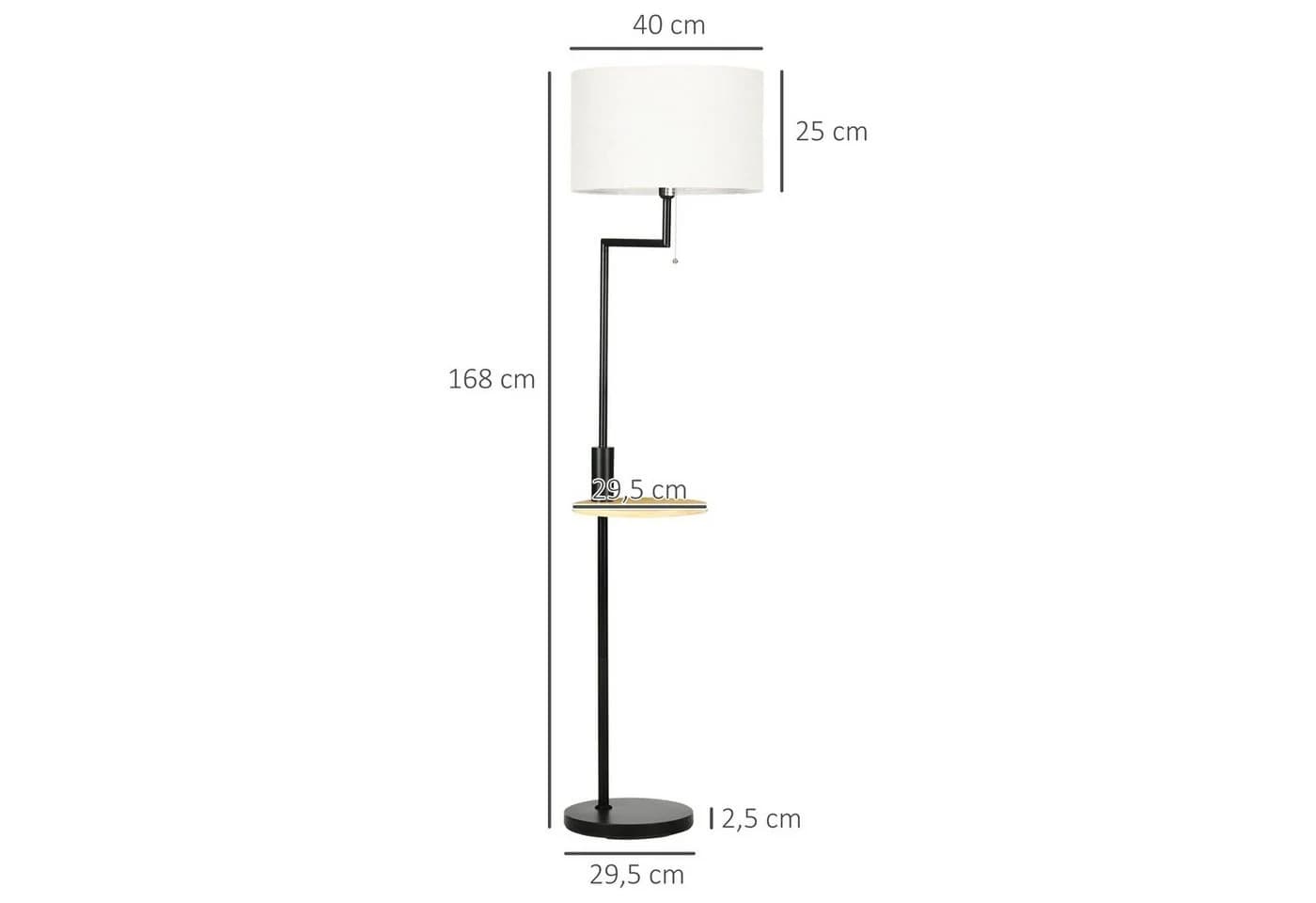 HOMCOM Stehlampe mit USB-Anschluss und Regal Weiß/Schwarz - Bild 3