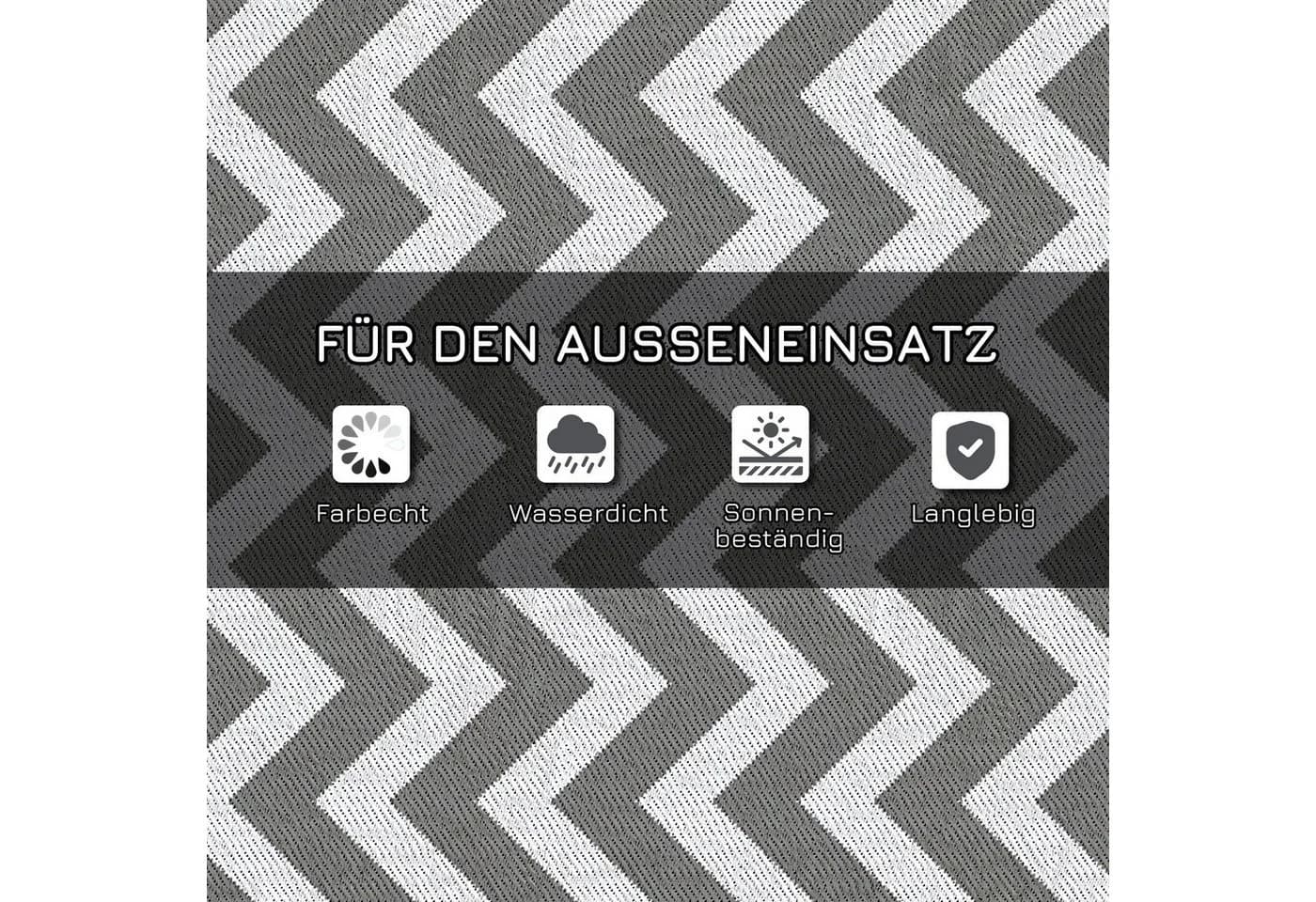 Outsunny Outdoorteppich wasserdicht doppelseitig Hellgrau Weiß - Bild 5