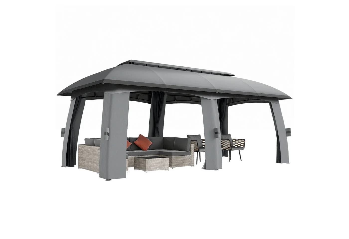 Outsunny Pavillon Partyzelt 3x6m Dunkelgrau