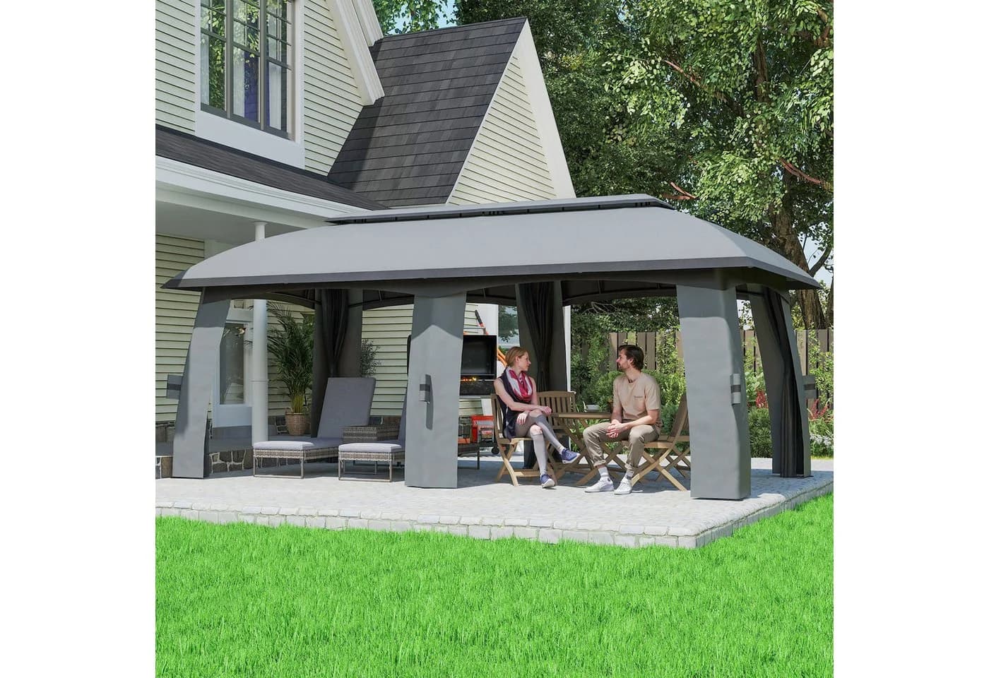 Outsunny Pavillon Partyzelt 3x6m Dunkelgrau - Bild 2