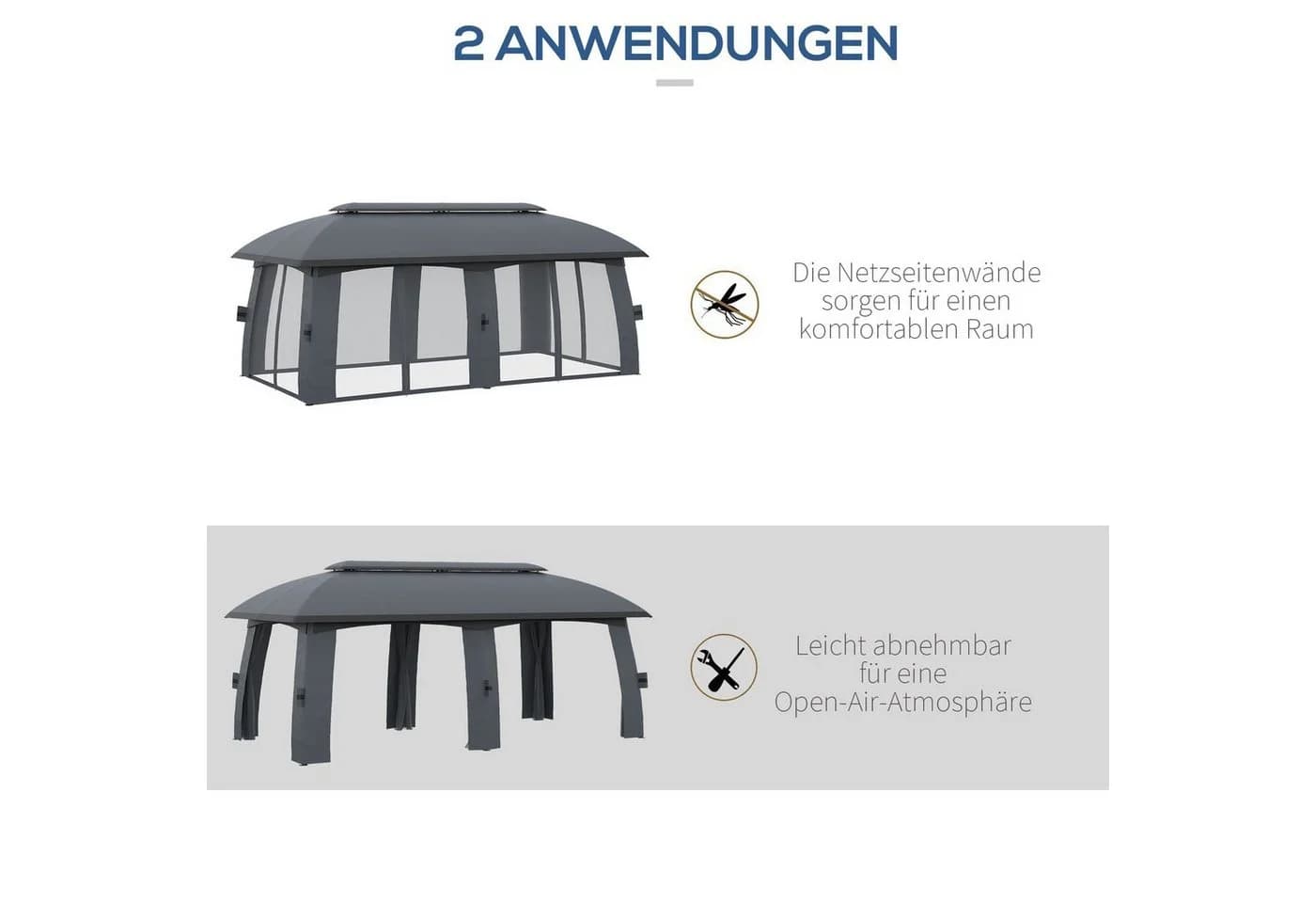Outsunny Pavillon Partyzelt 3x6m Dunkelgrau - Bild 5