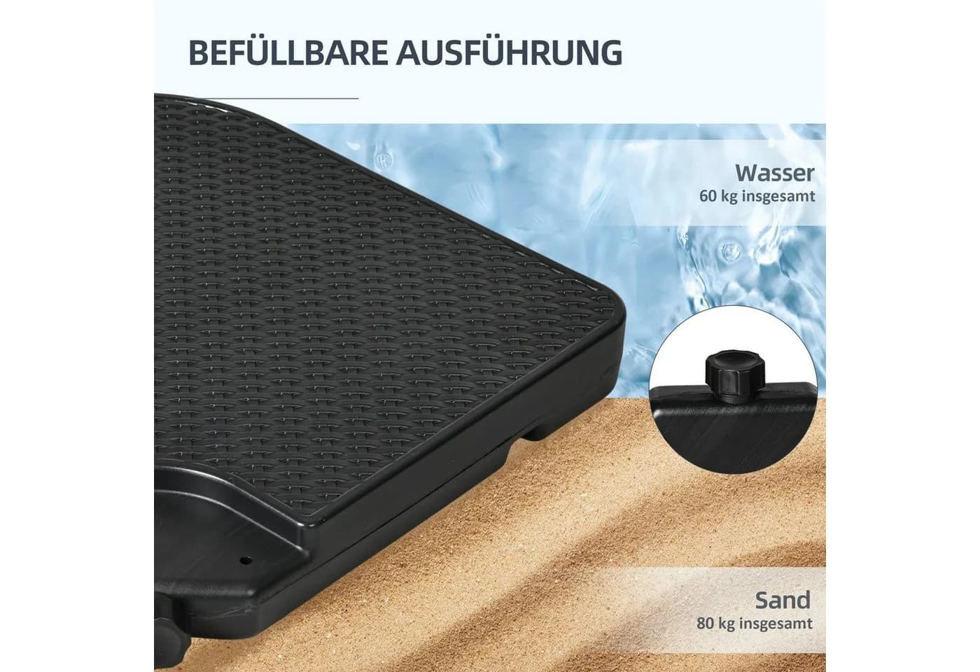 Outsunny Schirmhalter Sonnenschirmgewicht Schwarz HDPE - Bild 5