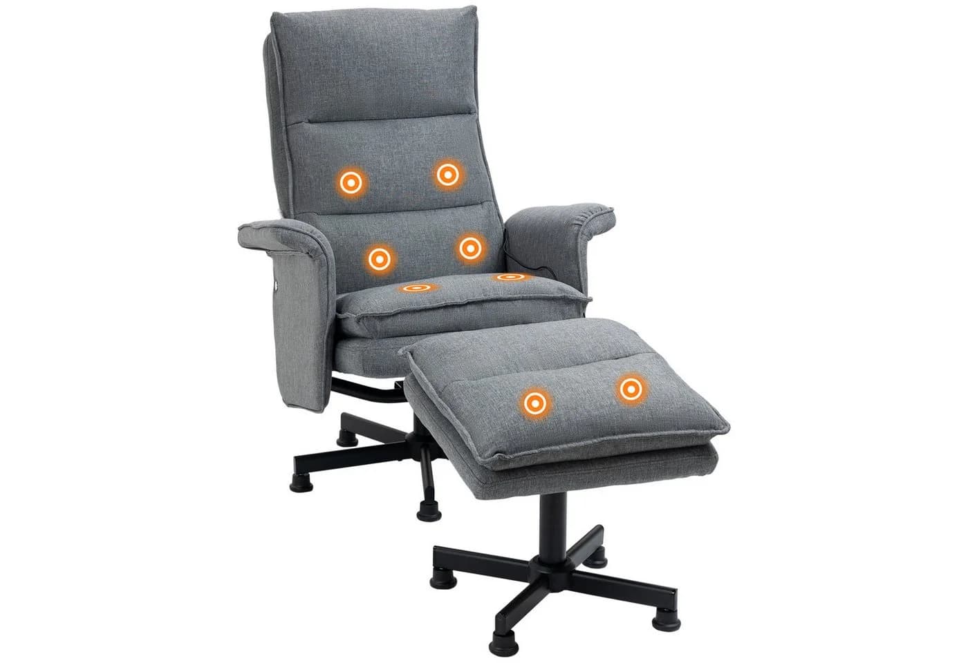 HOMCOM Massagesessel Massageliege mit Fußhocker Grau