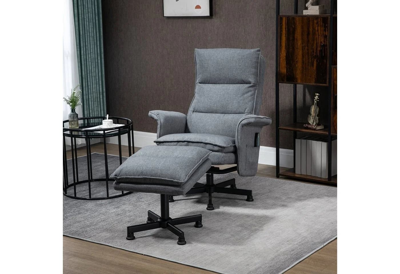 HOMCOM Massagesessel Massageliege mit Fußhocker Grau - Bild 2
