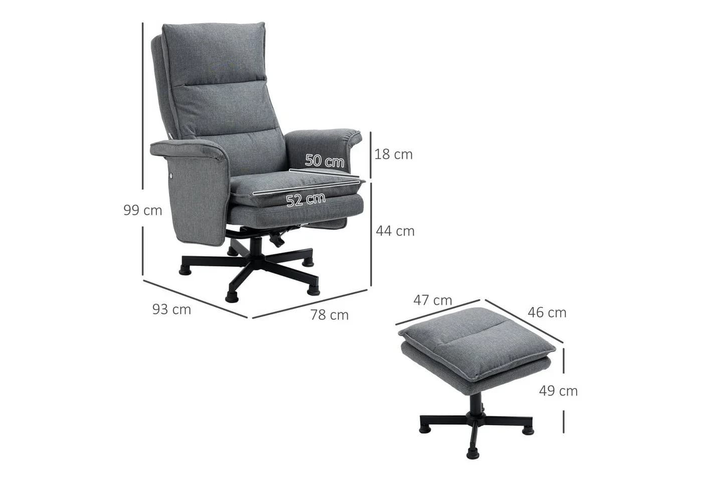 HOMCOM Massagesessel Massageliege mit Fußhocker Grau - Bild 3